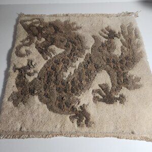 Vintage Handcrafted Wool Tibetan/ Chinese Dragon Rug Tapestry 16 X 16  READ